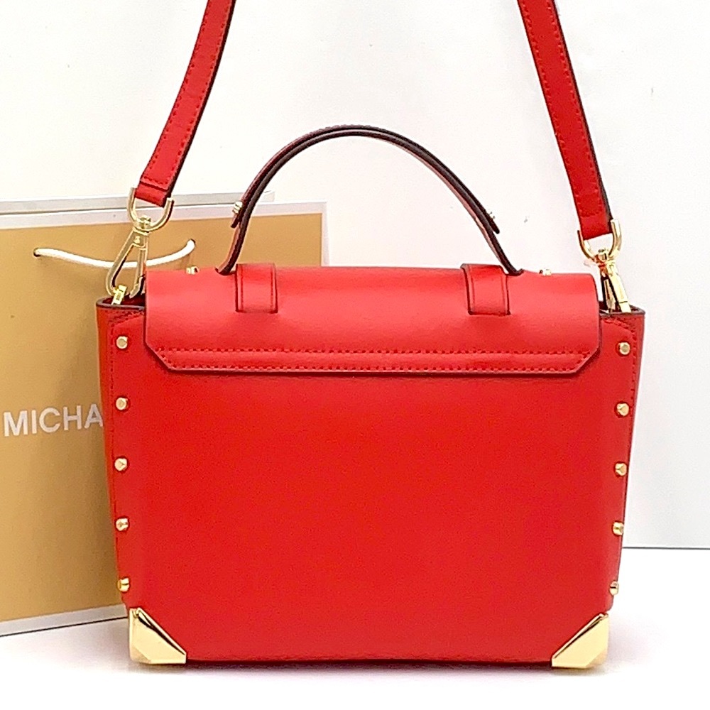 MICHAEL KORS MANHATTAN MEDIUM TOP HANDLE SCHOOL SATCHEL CROSSBODY BAG Flame - Picture 3 of 16